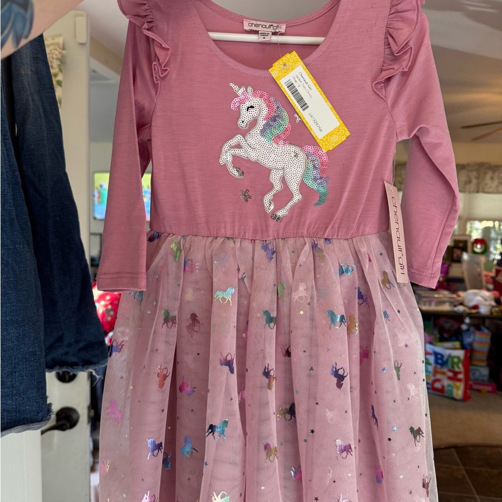 Chenault Pink Unicorn Dress for Kids